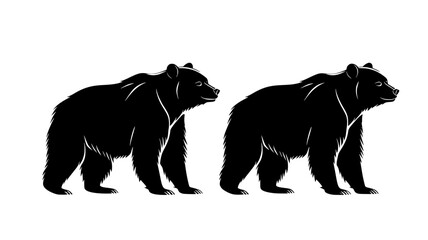 Fototapeta premium Two bears standing near each other, both facing the same direction, Animal Vector Graphic