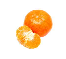 Tangerine on white. Mandarin with slices