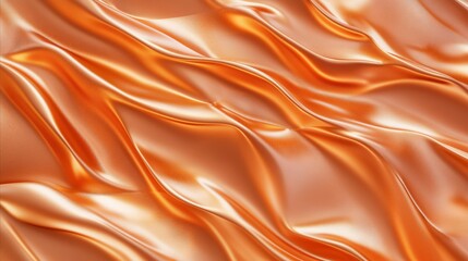 Fototapeta premium Smooth orange fluid art with glossy reflective surfaces and flowing abstract shapes.