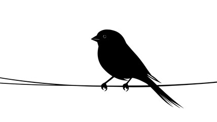Obraz premium Sparrow sitting on a wire, looking straight ahead, body perfectly balanced, Animal Digital Art
