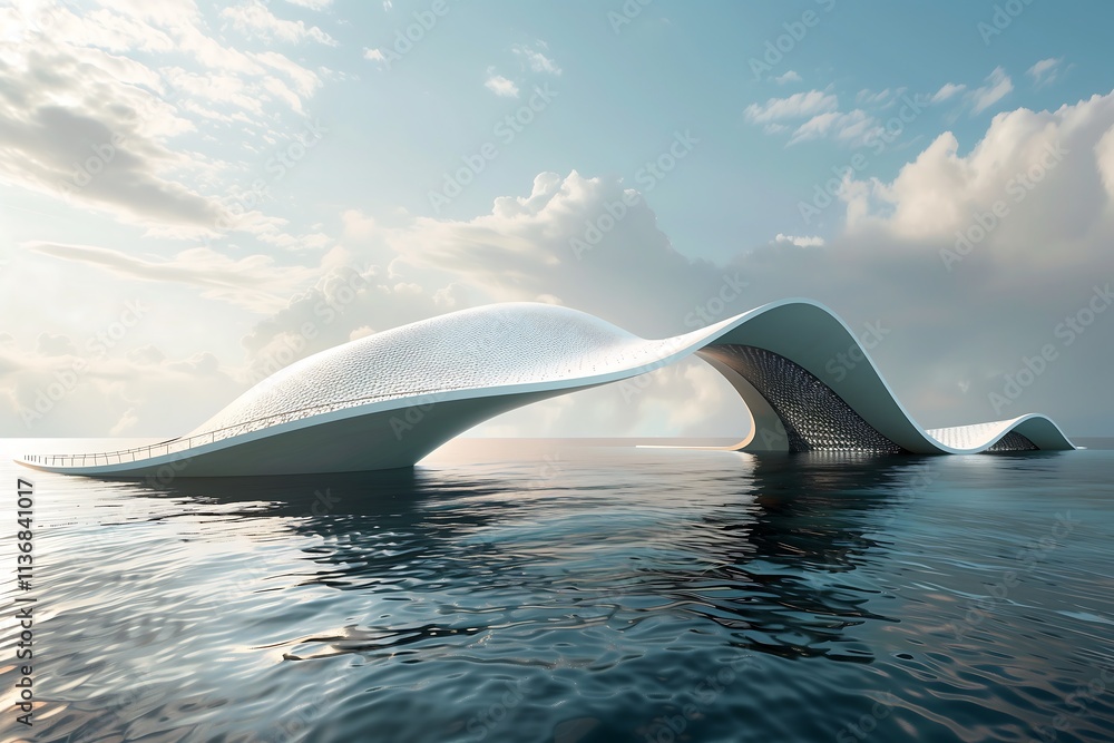 Poster modern bridge with unique architecture over a sea
