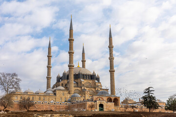 Selimiye Mosque exterior view in Edirne City of Turkey. Edirne was capital of Ottoman Empire.