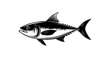 Obraz premium Tuna swimming through deep, open ocean, its powerful tail propelling it forward, Animal Digital Art