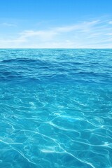 Vibrant turquoise ocean water under a clear blue sky, creating a tranquil, serene atmosphere.