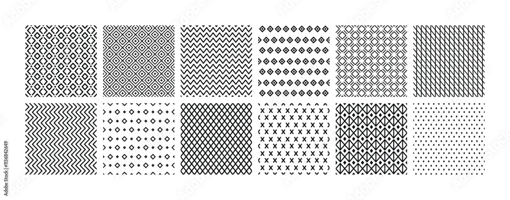 Poster simple abstract geometric line seamless patterns. minimalist backgrounds with zigzag lines, linear h