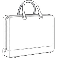Diplomat briefcase flat sketch vector illustration technical cad drawing template