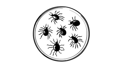 Ticks in various life stages on a petri dish, Vectorized Animal Art