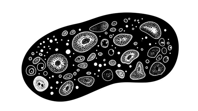 Internal organelles of a paramecium, showing contractile vacuole and micronucleus, Vectorized Animal Art