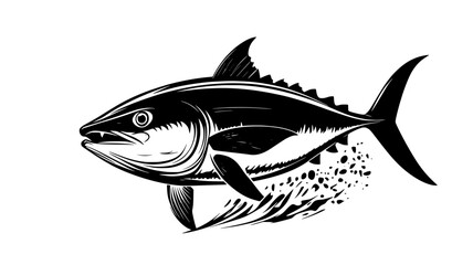 Fototapeta premium A tuna turning quickly in the water, adjusting its direction mid-swim, Vectorized Animal Art