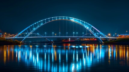 Naklejka premium futuristic bridge with modern infrastructure and technology with glass facade illustrating concepts of futuristic architecture 