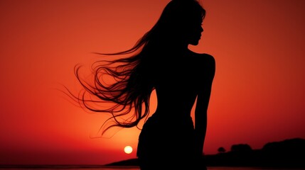 Stylized silhouette  bold primary color figure on light background with heading space available