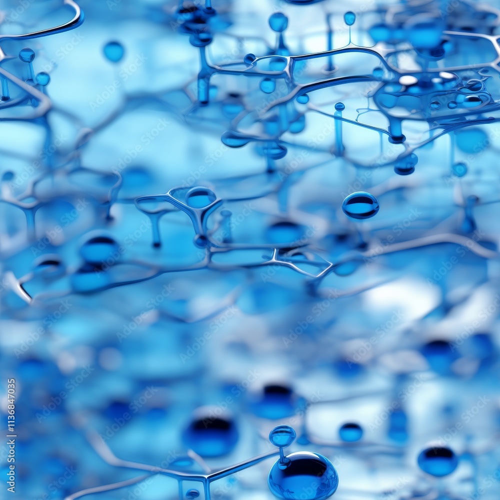 Poster 3d abstract representation of molecules enhancing skin health with smooth color gradients