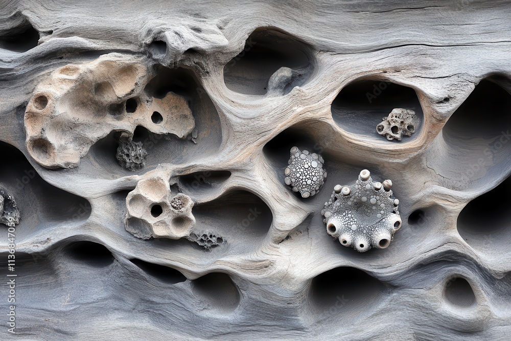 Poster close-up of unique rock formations displaying intricate patterns and textures, showcasing nature's a