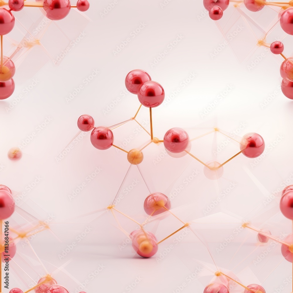 Poster abstract 3d molecule shapes illustrating skin health with smooth color gradients and transitions