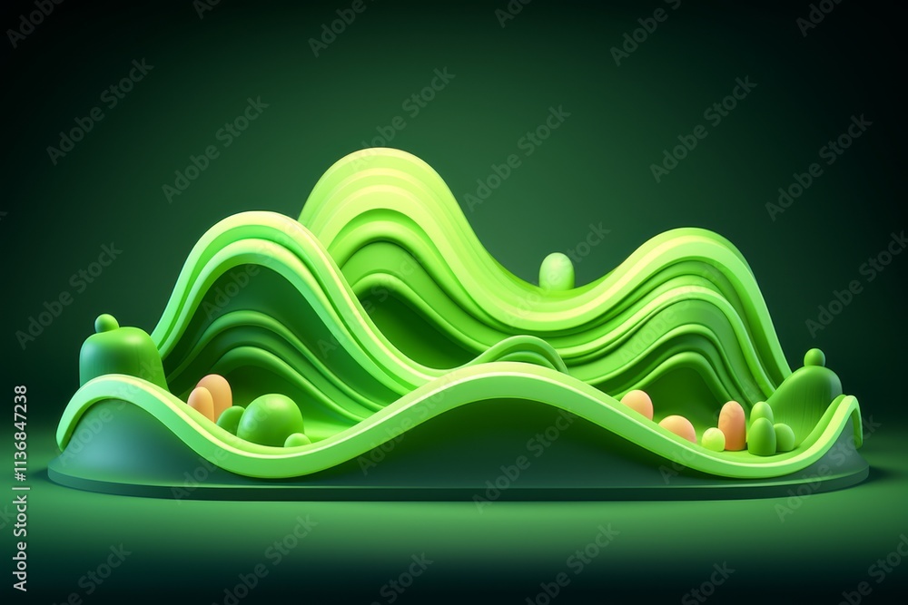 Poster exploring textured abstract shapes in light green for captivating visual effects