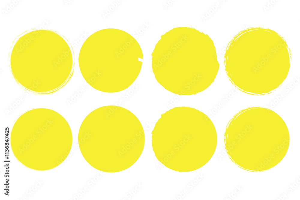 Poster grunge circle brush. vector isolated web elements. ink frames set. yellow abstract grunge circle. ve