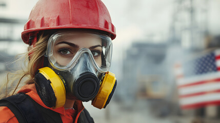 Naklejka premium Pollution site with women professional photograph 