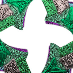 An abstract transparent iridescent shattered glass vignette design element overlay.