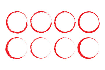 Set different circle brush strokes isolated, hand drawn paint brush circle logo gold frame – vector