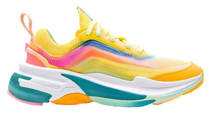 Colorful Rainbow Knit Sneaker  Trendy Athletic Shoe  Summer Fashion Footwear