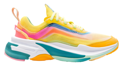 Colorful Rainbow Knit Sneaker  Trendy Athletic Shoe  Summer Fashion Footwear