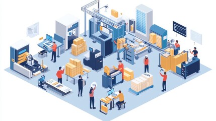 Modern Factory: Automation and Efficiency in a Busy Manufacturing Environment