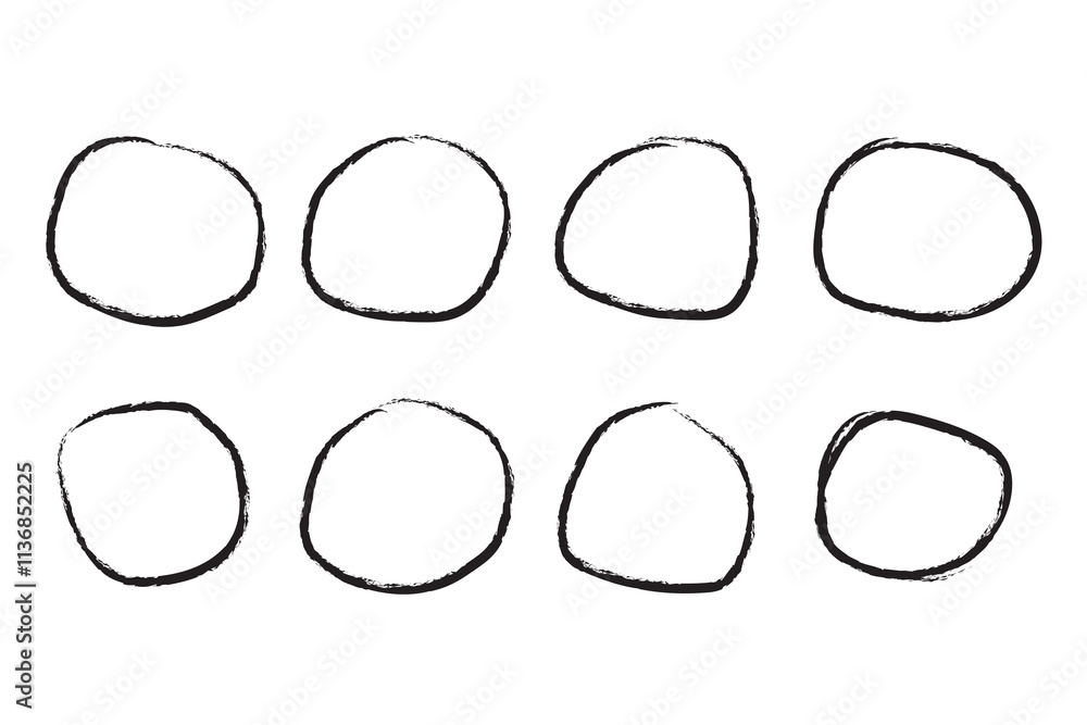 Aufkleber hand drawn circle line sketch set circular vector image. vector brush strokes circles of paint on wh