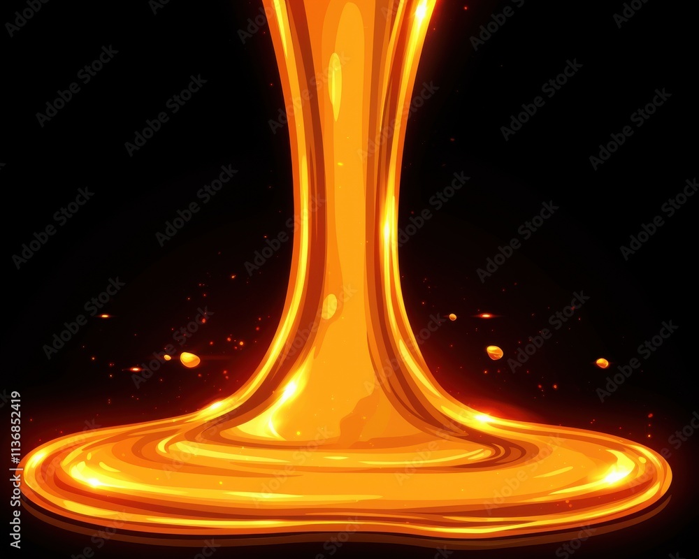Poster golden syrup flows gracefully against a dark background, creating a mesmerizing effect of light and 
