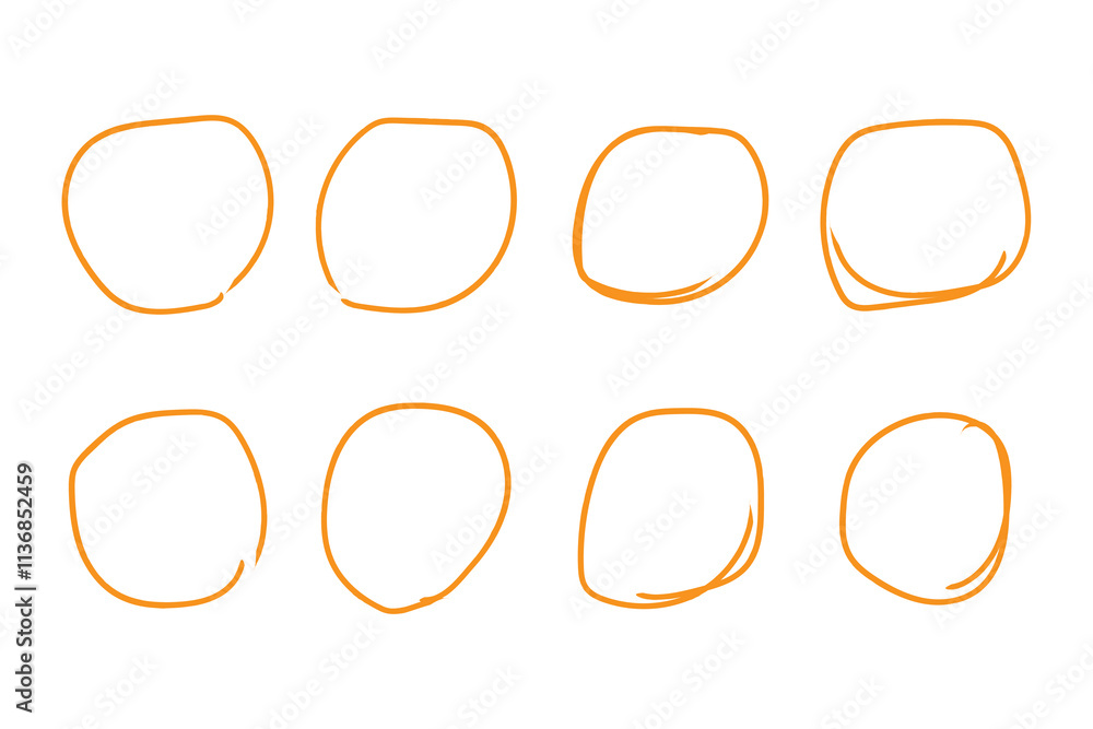 Poster hand drawn ovals, circles and ellipses collection. highlight oval frames, vector doodle ellipses. se