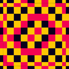Fototapeta premium Checkerboard pattern with bold red, yellow, and black squares for modern geometric designs