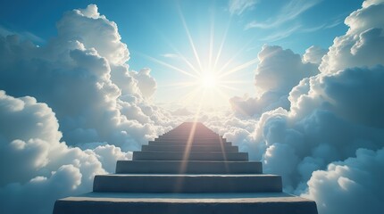 Stairway Leading Up To Heavenly Sky Toward The Light