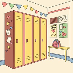 A drawing of school/gym/travel locker for baggage and luggage