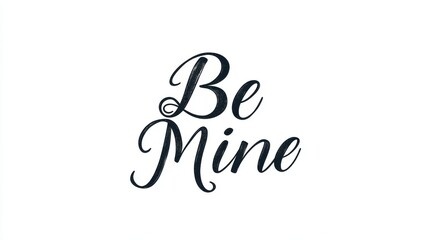 Artistic Be Mine Calligraphy with Elegant Black Script on White Background