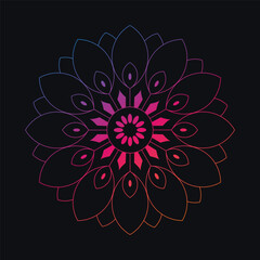 Simple Mandala Flower Design in Gradient color-2