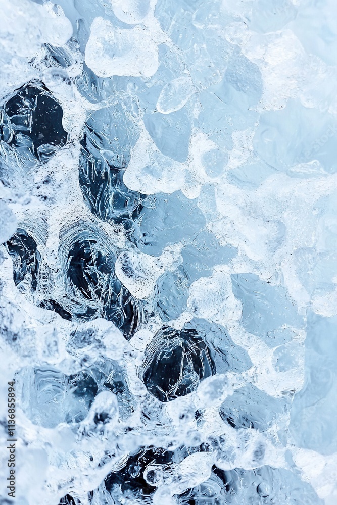 Poster abstract close-up of crashing waves, showcasing the dynamic movement and texture of water and bubble