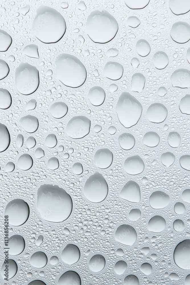 Aufkleber close-up of clear water droplets on a smooth surface, creating a refreshing and serene atmosphere.