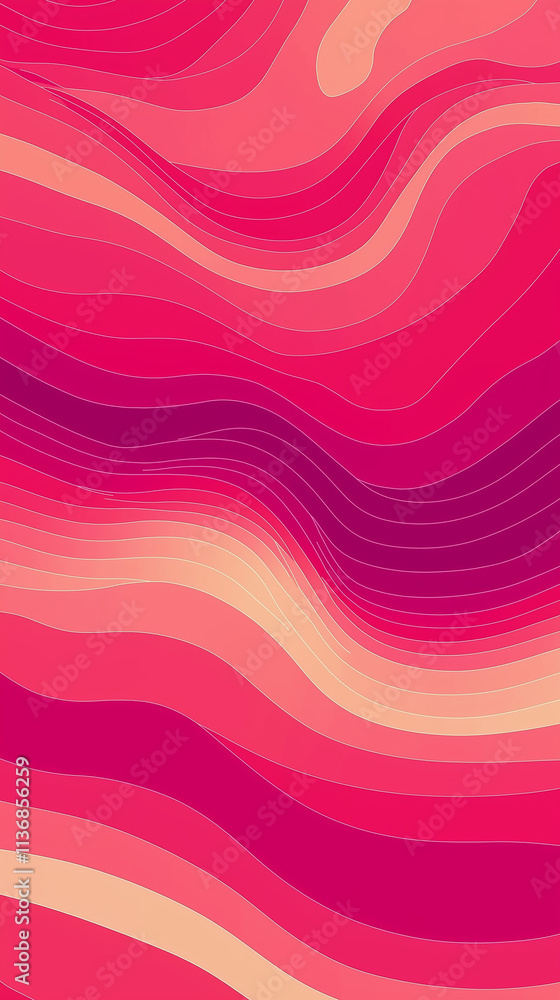 Poster pink and magenta wavy lines creating a topographic map effect