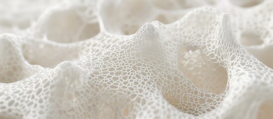 Macro shot of intricate white porous structure. natural formations, organic patterns, detailed texture