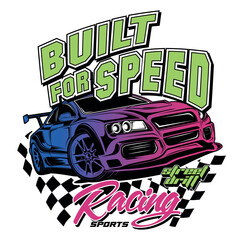 Built for speed, racing sports car vector illustration