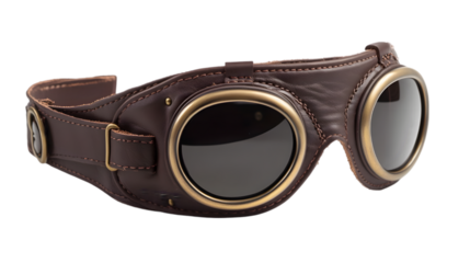 Vintage Brown Leather Aviator Goggles  Retro Eyewear  Steampunk Fashion Accessory