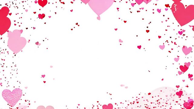 Valentine heart frame on white background. Valentine's day Pink Red Animation Hearts Greeting love hearts. Pink jelly bean in the shape of love, hearts for Valentine's day, Valentines day, Wedding 
