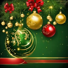 Merry Christmas, balls, lights, gold and red - 25