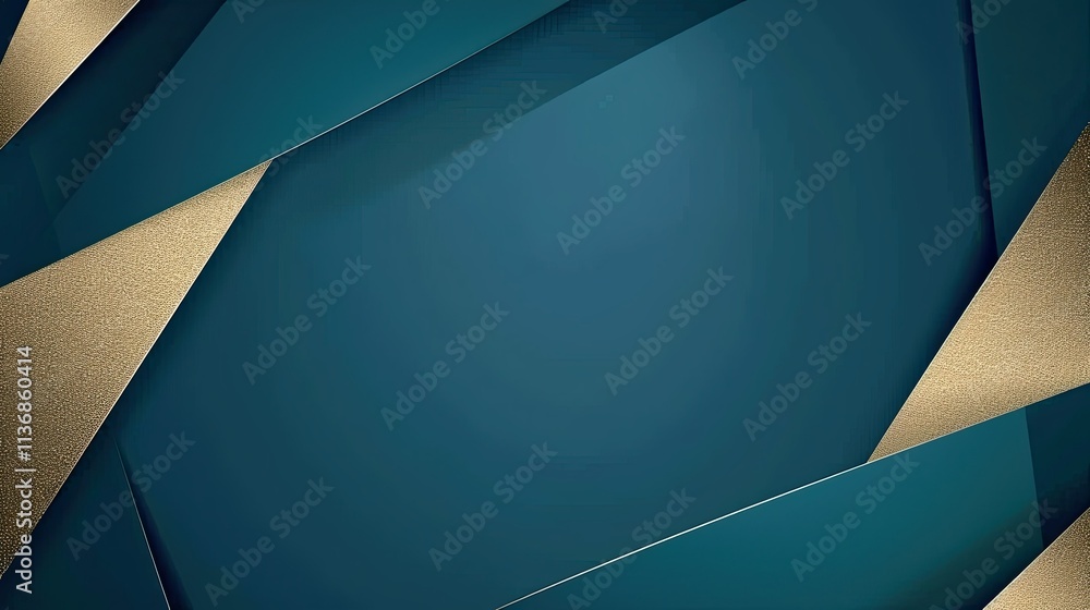 Poster a stylish abstract design featuring layered shapes in teal and gold.