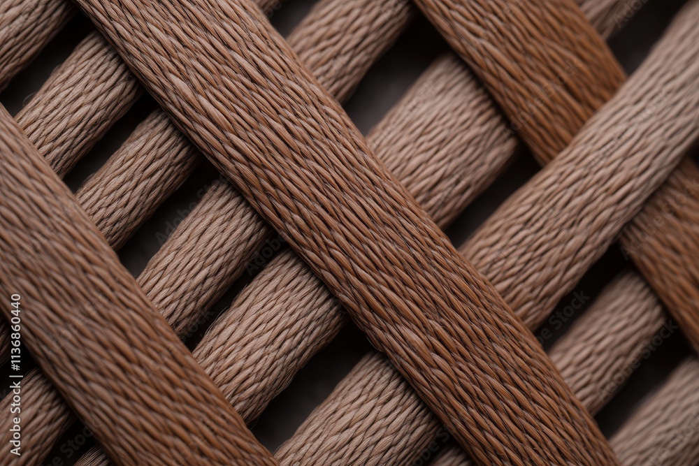 Poster close-up of intricately woven natural fibers in earthy tones, creating a textured pattern.