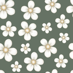 Patron sin costuras de flores blancas sin fondo y con fondo de colores - Estampado primaveral