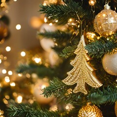 Merry Christmas, balls, lights, gold, tree - 39