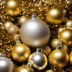Merry Christmas, balls, lights, gold - 45