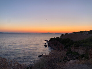 Coastal sunset in Greece