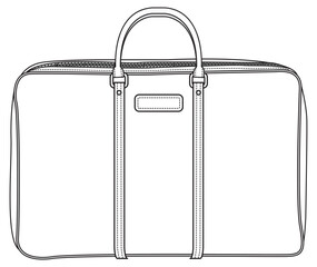 Laptop briefcase flat sketch vector illustration technical cad drawing template