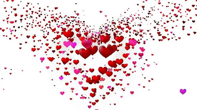 Red Hearts motion for Valentine's day Greeting love video. 4K Romantic looped animation on white background for Valentine's day, St. Valentines Day, Mother's day, Wedding anniversary invitation e-card